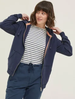 Amy Dark Blue Zip Through Hoodie