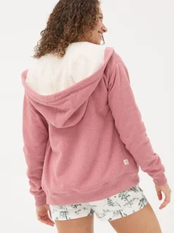 Amy Pink Nep Borg Lined Zip Through Hoodie
