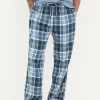 Anglesey Light Blue Check Pyjama Bottoms