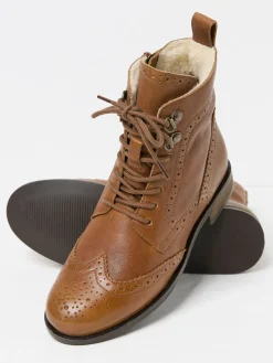 Anwen Brown Brogue Ankle Boots
