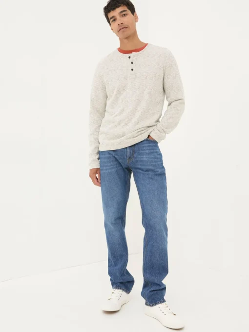 Arundel Ecru White Textured Henley T-Shirt