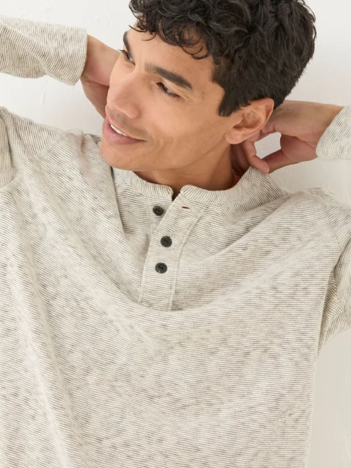 Arundel Ecru White Textured Henley T-Shirt