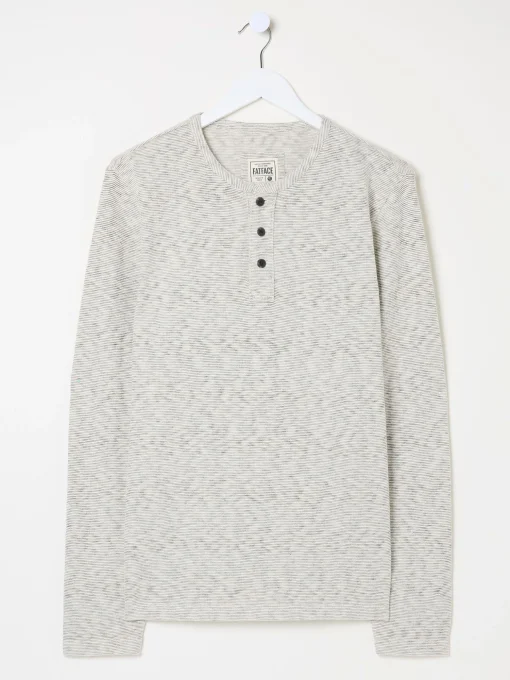 Arundel Ecru White Textured Henley T-Shirt