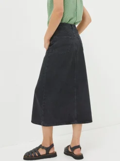 Ava Black Denim Midi Skirt