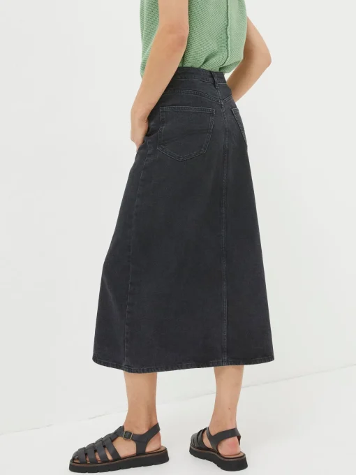 Ava Black Denim Midi Skirt