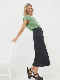 Ava Black Denim Midi Skirt