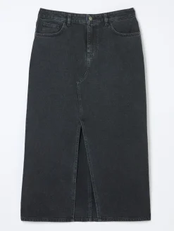 Ava Black Denim Midi Skirt