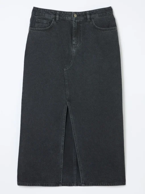 Ava Black Denim Midi Skirt