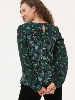 Black Charlee Leaves Top