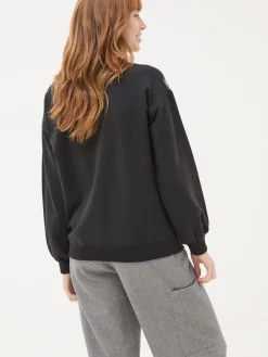 Black Embroidered Crew Sweat Top