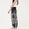 Blakely Blue Damask Placement Midi Skirt