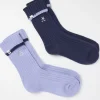 Blue 2 Pairs Of Star Embroidered Cosy Socks