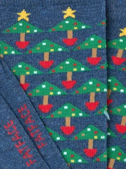 Blue Navy Geo Tree Socks