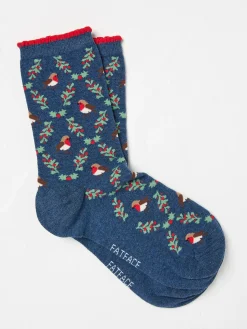 Blue Navy Robin Diamond Socks