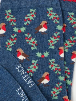Blue Navy Robin Diamond Socks