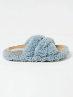 Borg Blue Crossover Slippers