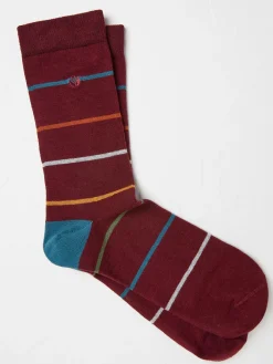Burgundy Red Stripe Men's Socks 1 Pack