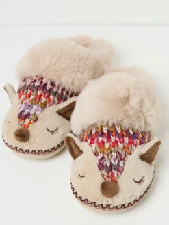 Flora Multi Knitted Fox Fur Slippers