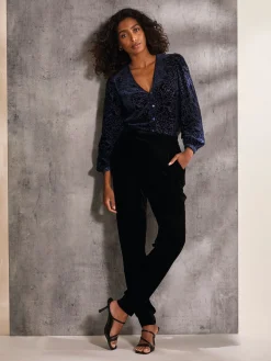 Joelle Blue Burnout Blouse