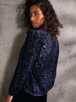Joelle Blue Burnout Blouse