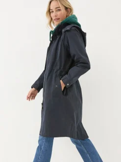 Juno Navy Waterproof Long Coat