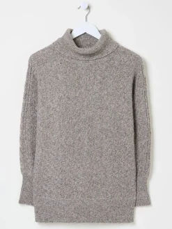 Light Brown Amara Roll Neck Knitted Jumper