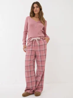 Lola Pink Check 100% Cotton Pyjama Bottoms