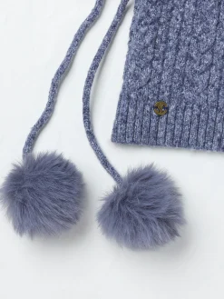 Navy Cable Knit Hood Hat
