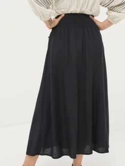 Sascha Black Midi Skirt With Linen
