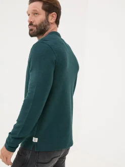 Teal Blue Nutbourne Henley 100% Cotton T-Shirt