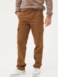 Wardly Brown Tan Canvas Cargo Trousers
